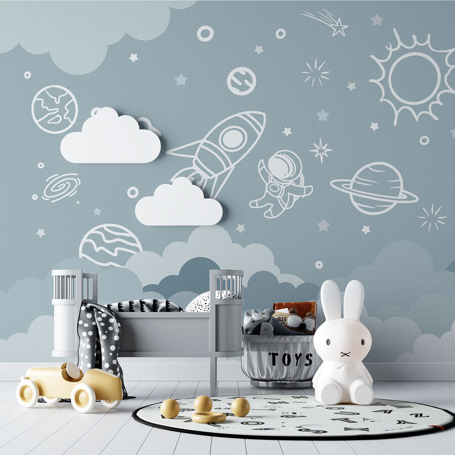 Ruimtescène met wolken en sterren