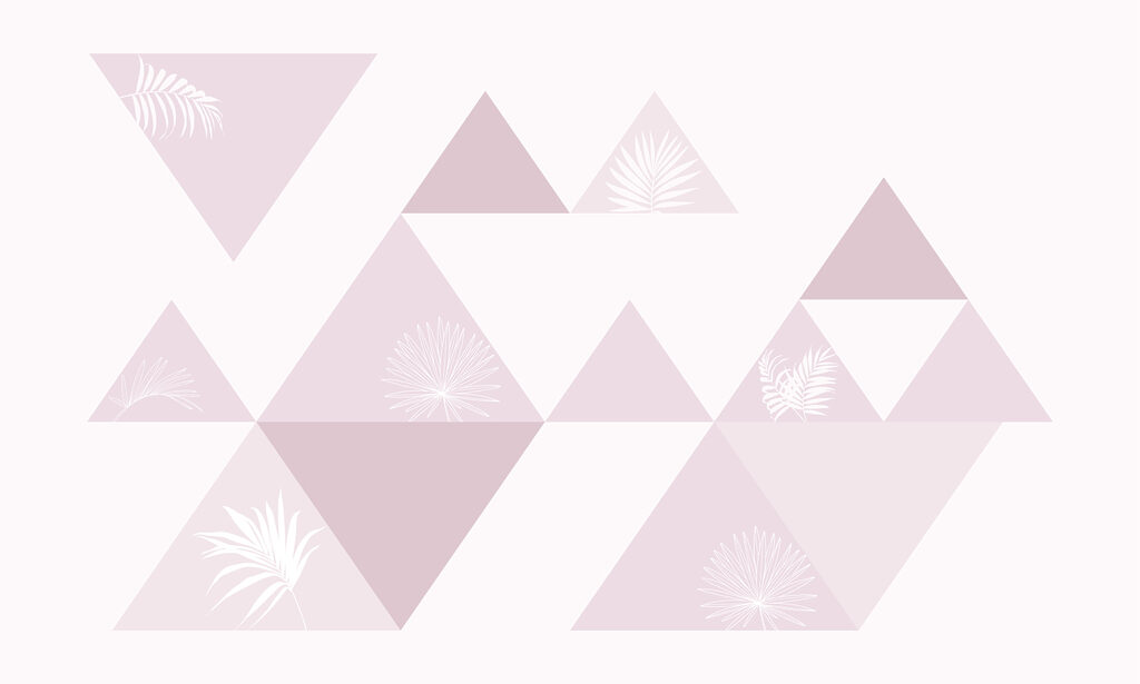 Roze driehoeken met witte bloemen Roze driehoeken met witte bloemen