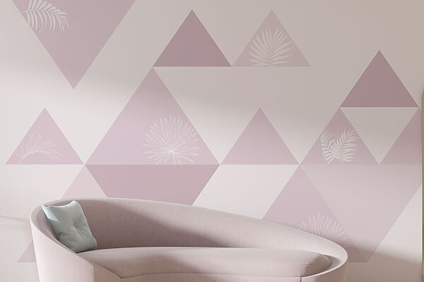 Roze driehoeken met witte bloemen Roze driehoeken met witte bloemen