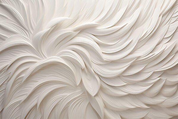 White textured surface with white feathers