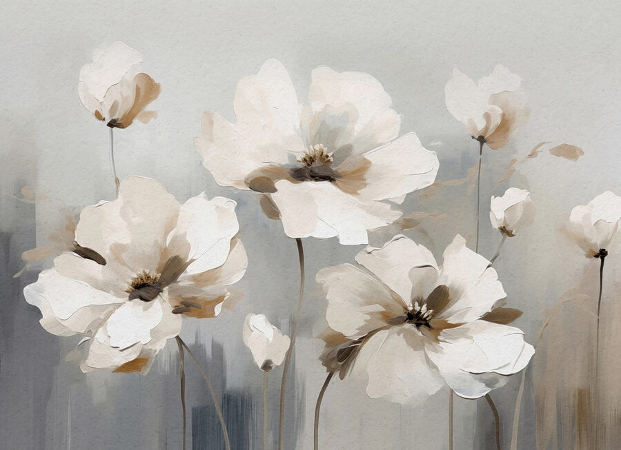Schilderij van witte bloemen