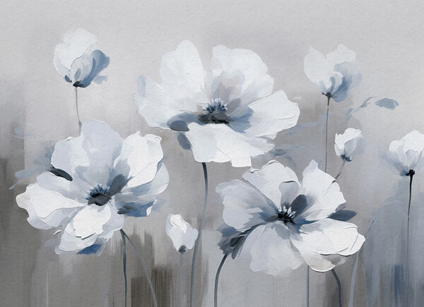 Schilderij van witte bloemen Schilderij van witte bloemen