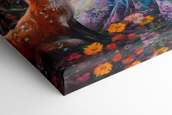 Schilderij van een vrouw met bloemen en vogels Schilderij van een vrouw met bloemen en vogels