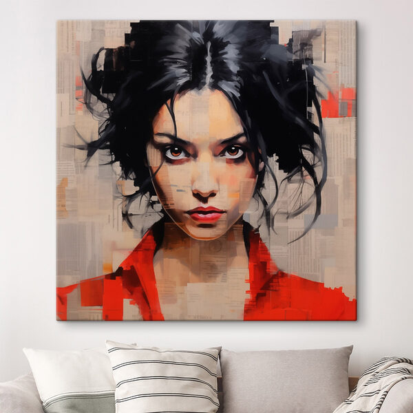 Vrouw met zwart haar en rood shirt Vrouw met zwart haar en rood shirt