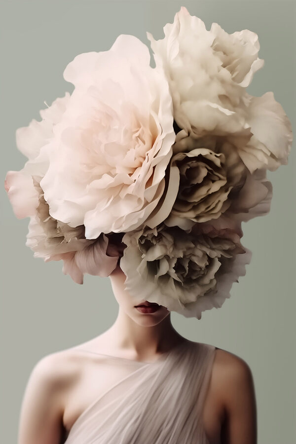 Vrouw met bloemen op haar hoofd Vrouw met bloemen op haar hoofd