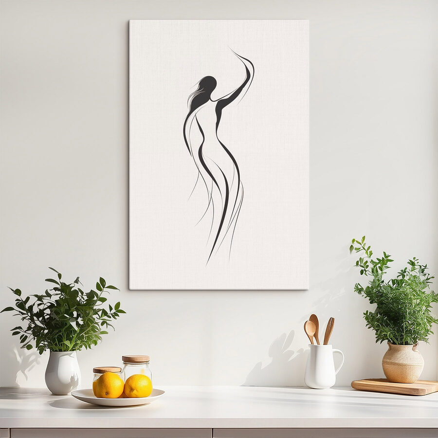 Zwart-wit tekening van een vrouw