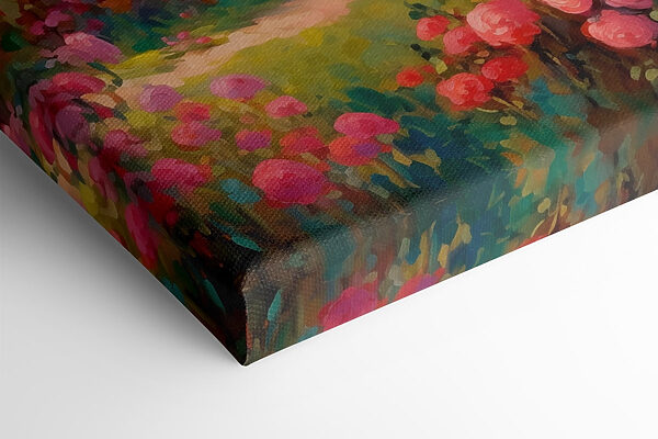 Schilderij van een huis met bloemen Schilderij van een huis met bloemen