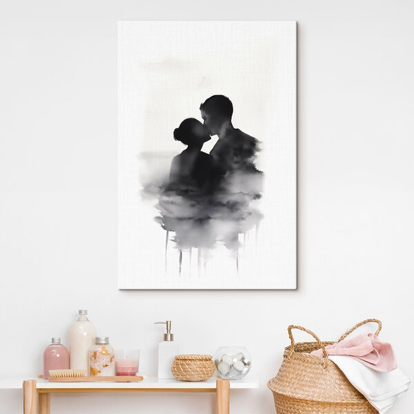 Man en vrouw kussen in de wolken Man en vrouw kussen in de wolken