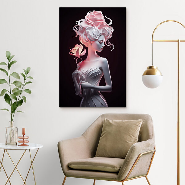 Beeld van een vrouw met een roos Beeld van een vrouw met een roos