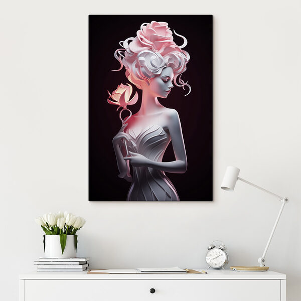 Beeld van een vrouw met een roos Beeld van een vrouw met een roos