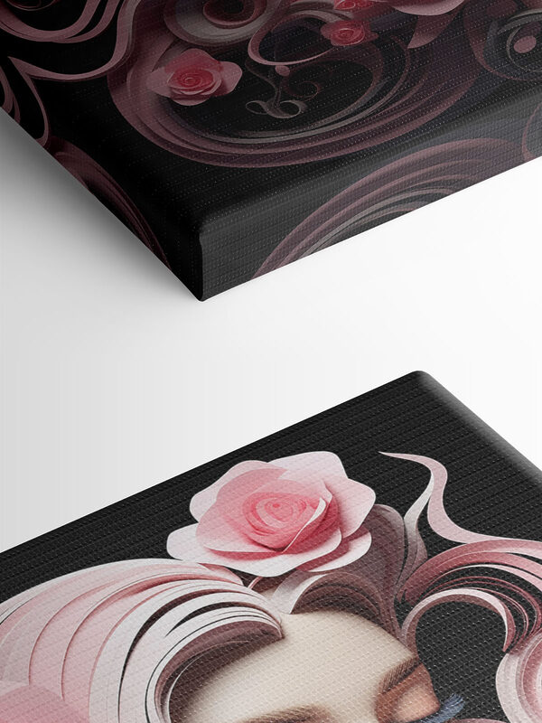 Vrouw met roze bloemen en lang haar Vrouw met roze bloemen en lang haar