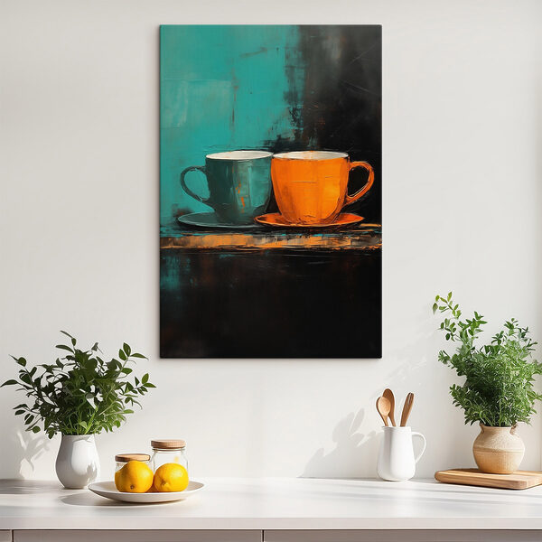 Schilderij van twee kopjes Schilderij van twee kopjes