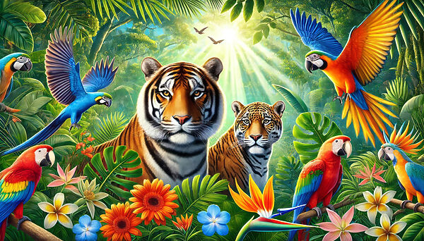 Groep dieren in de jungle Groep dieren in de jungle