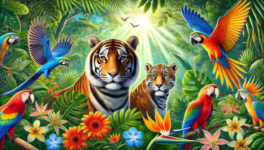 Groep dieren in de jungle
