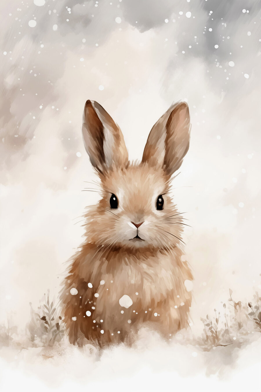 Konijn in de sneeuw