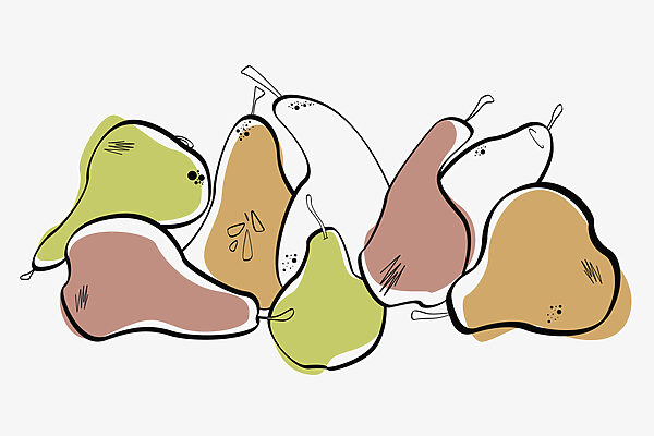 Groep peren met zwarte lijnen Groep peren met zwarte lijnen