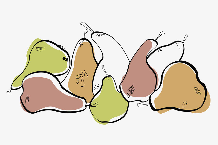 Groep peren met zwarte lijnen Groep peren met zwarte lijnen