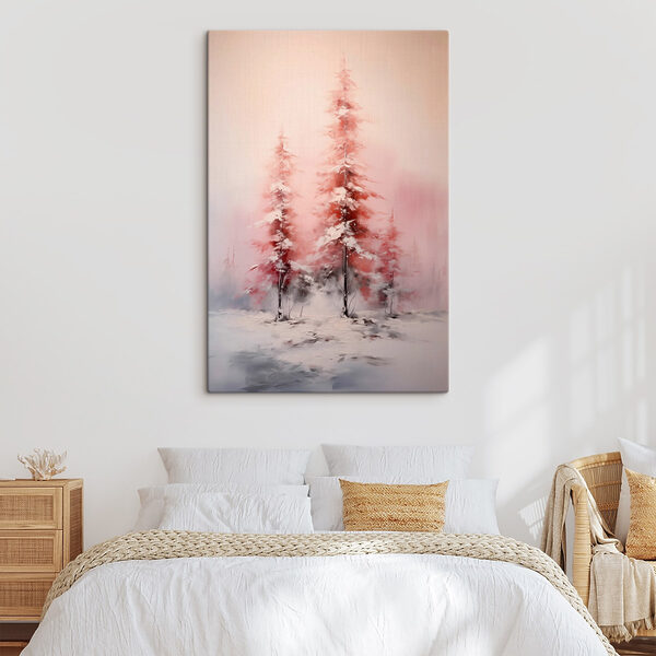 Schilderij van bomen bedekt met sneeuw Schilderij van bomen bedekt met sneeuw