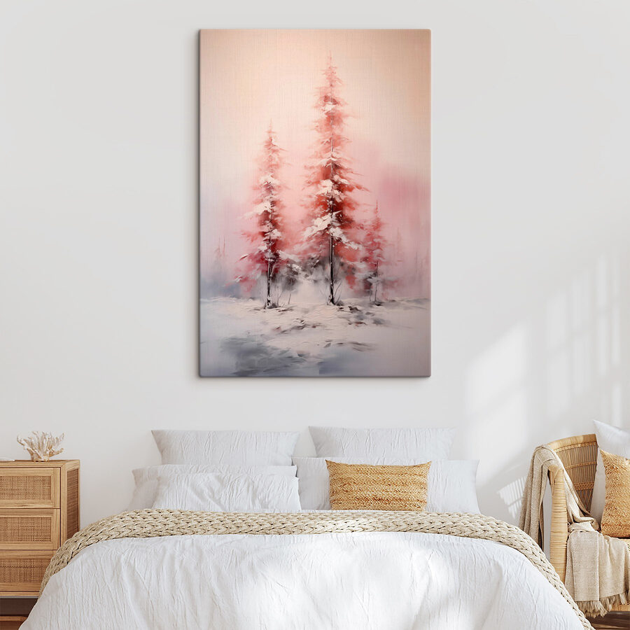 Schilderij van bomen bedekt met sneeuw Schilderij van bomen bedekt met sneeuw