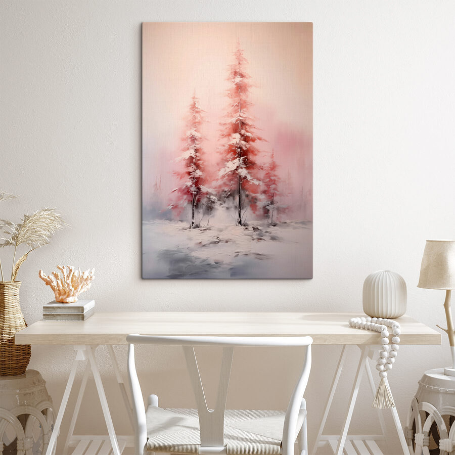 Schilderij van bomen bedekt met sneeuw Schilderij van bomen bedekt met sneeuw