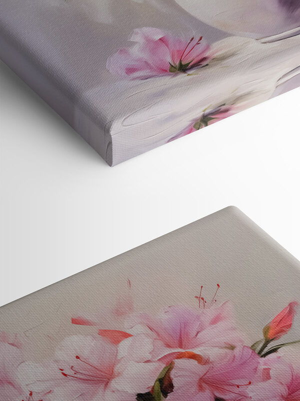 Schilderij van roze bloemen in een vaas Schilderij van roze bloemen in een vaas