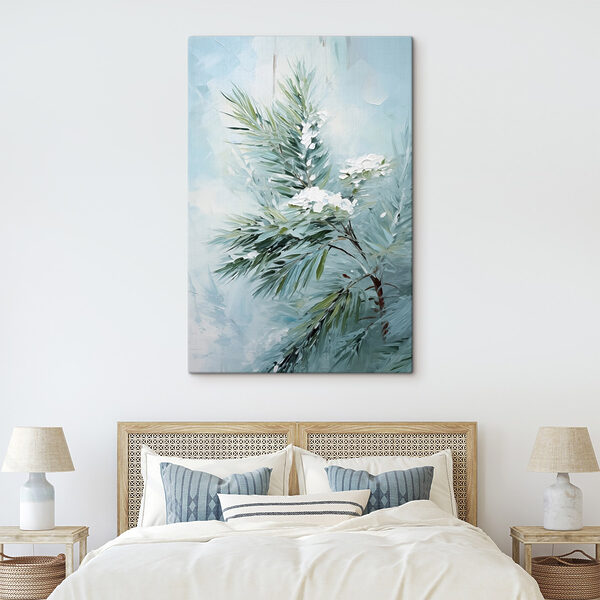 Schilderij van een plant met witte bloemen Schilderij van een plant met witte bloemen