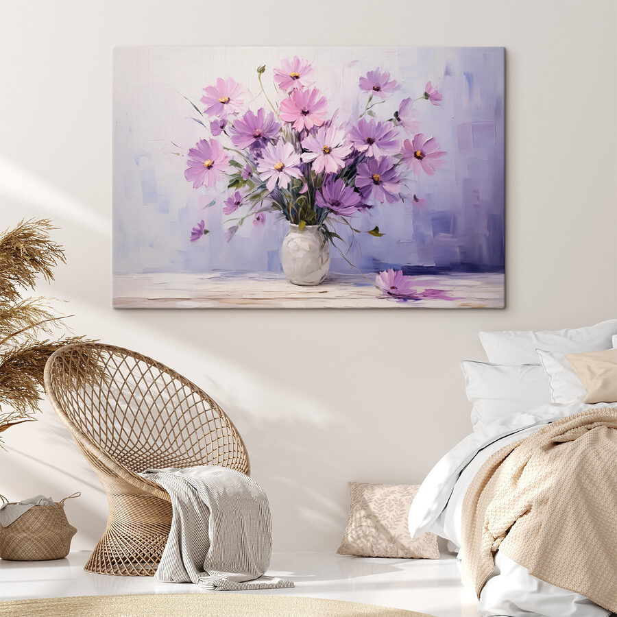 Schilderij van bloemen in een vaas