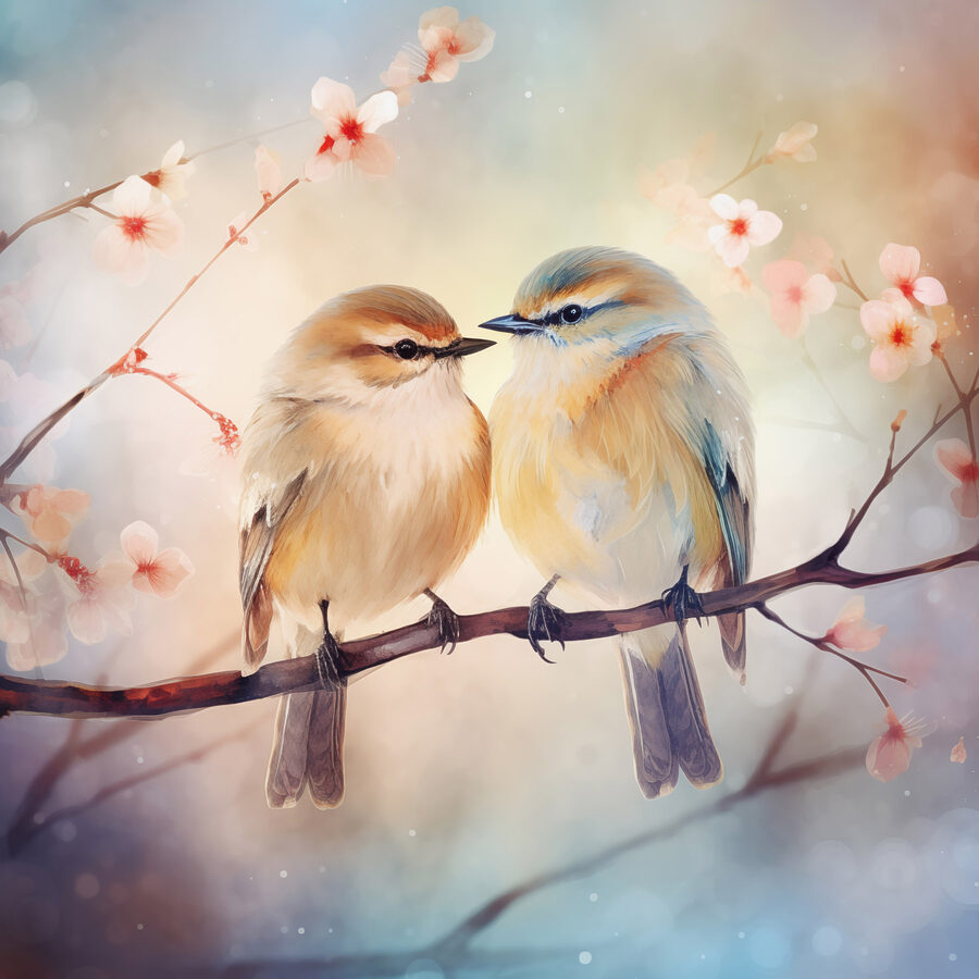 Twee vogels op een tak