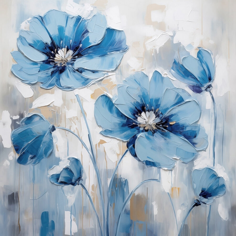 Canvas Schilderijen Schilderij van blauwe bloemen - Afbeelding 13