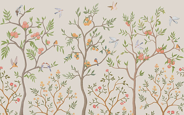 Behang met vogels en bomen Behang met vogels en bomen
