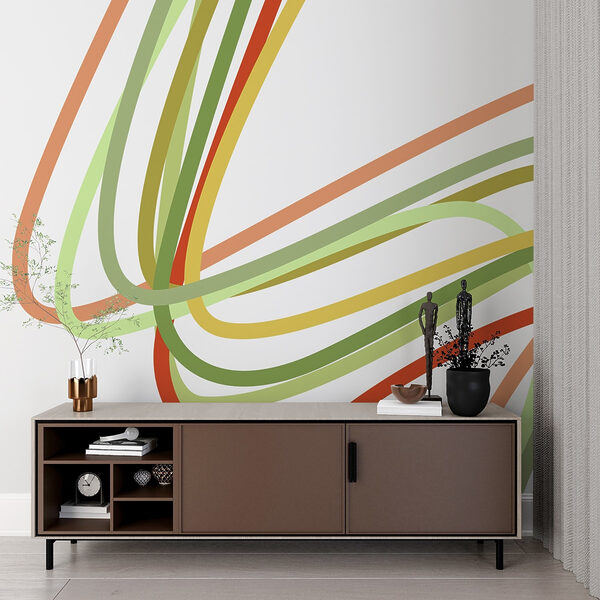 Fotobehang Fotobehang Kleurrijke lijnen op een witte achtergrond (Artikelnummer: w02175)
