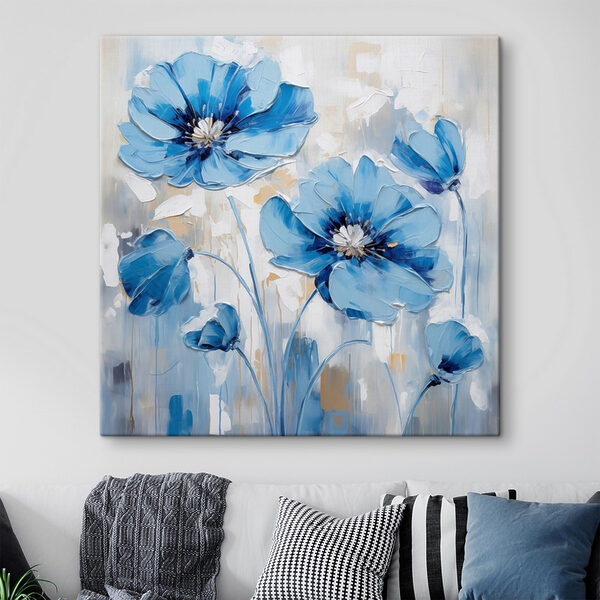 Canvas Schilderijen Schilderij van blauwe bloemen