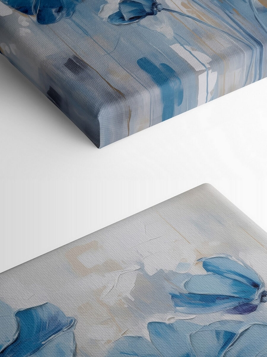 Canvas Schilderijen Schilderij van blauwe bloemen - Afbeelding 4