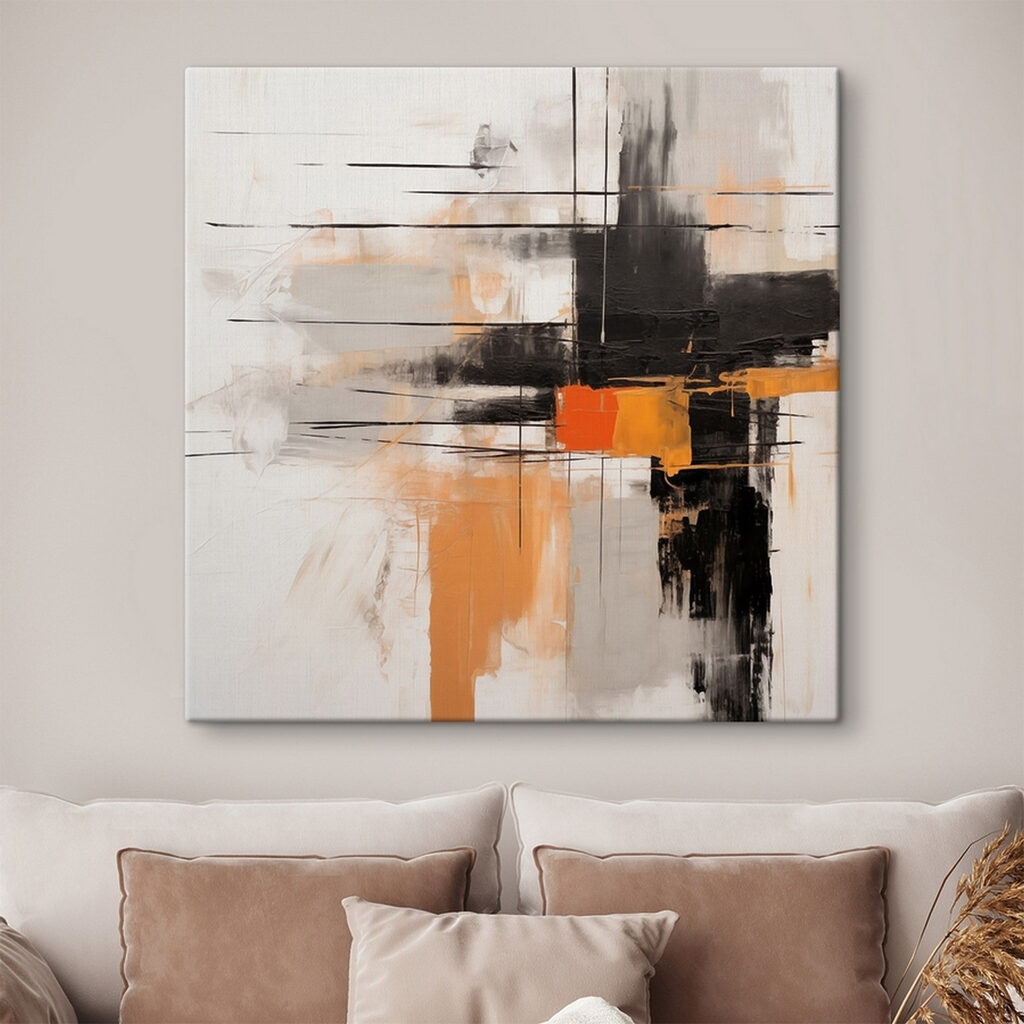 Painting of black and orange paint