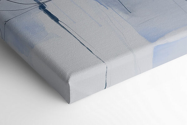 Schilderij van een blauw en zwart vierkant Schilderij van een blauw en zwart vierkant