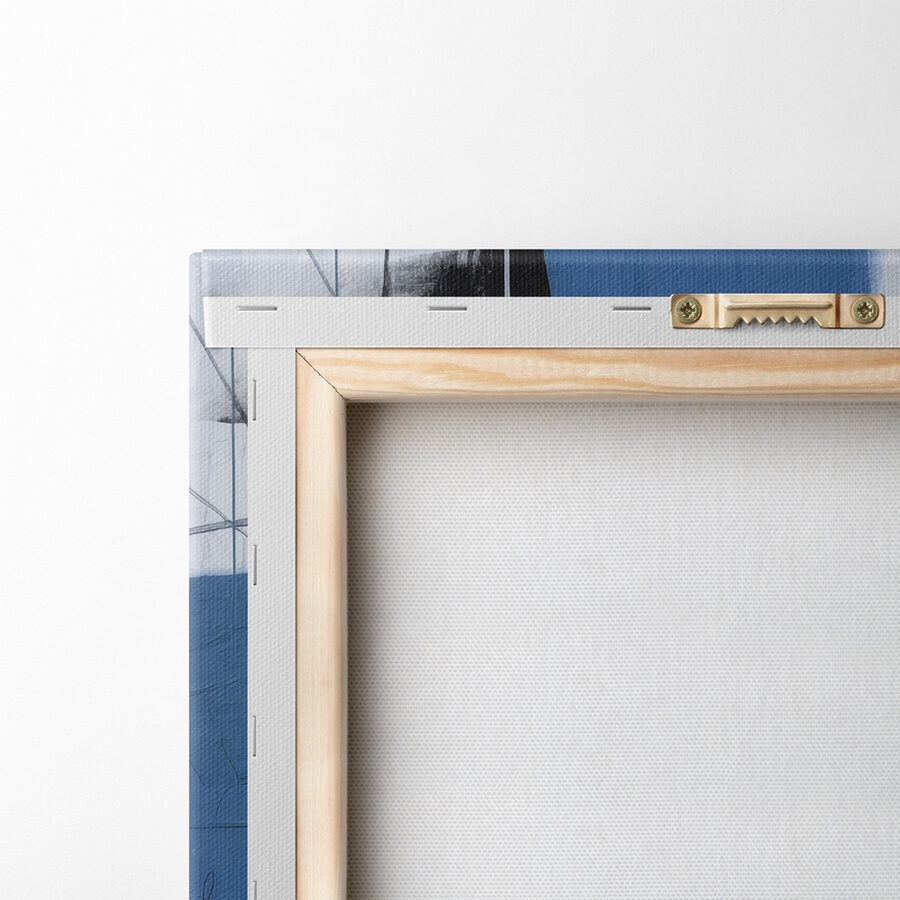 Schilderij van een blauw en zwart vierkant