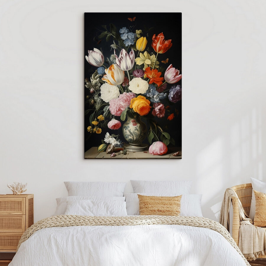 Vaas met bloemen en vlinders Vaas met bloemen en vlinders