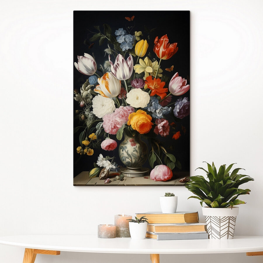 Vaas met bloemen en vlinders Vaas met bloemen en vlinders