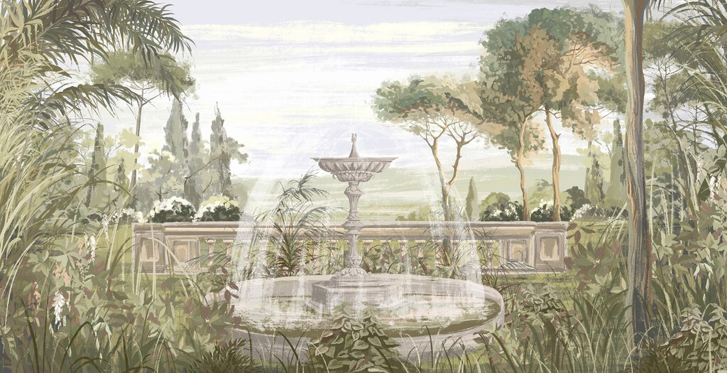 Waterfontein in een tuin Waterfontein in een tuin