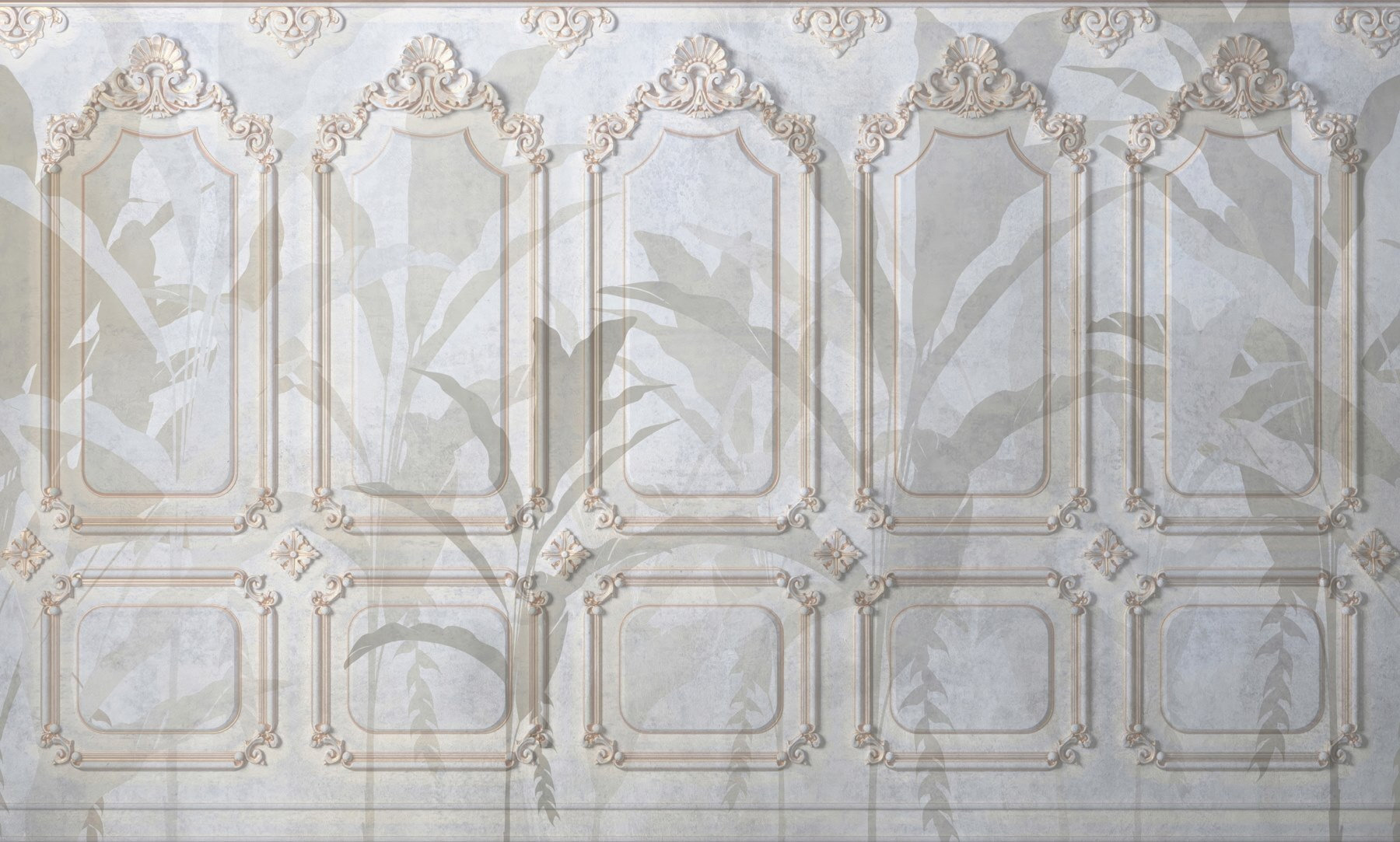 Wall with ornate white and brown designs Wall with ornate white and brown designs