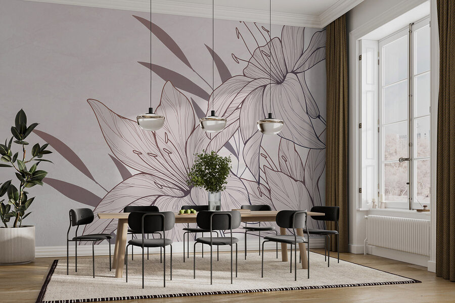 Tekening van bloemen en bladeren