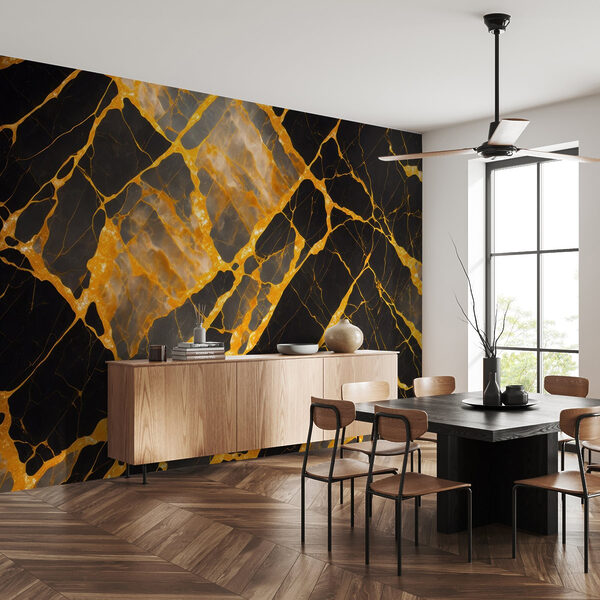 Elegant zwart en amberkleurig marmerpatroon Elegant zwart en amberkleurig marmerpatroon