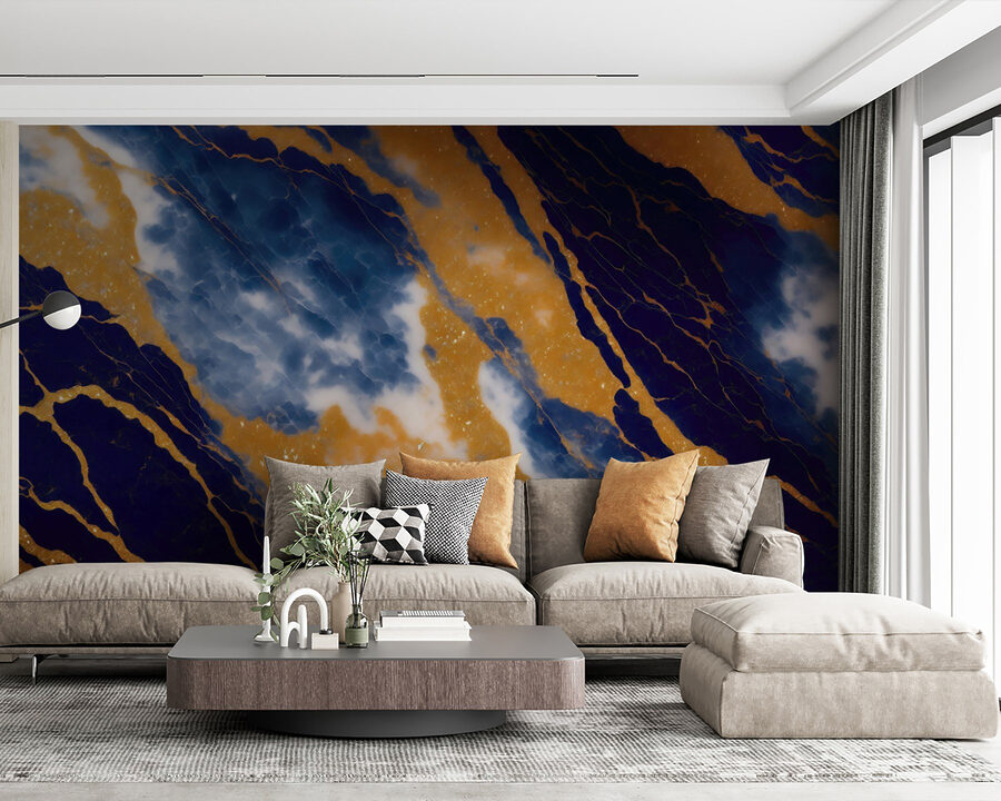 Prachtige blauwe en oranje patronen.