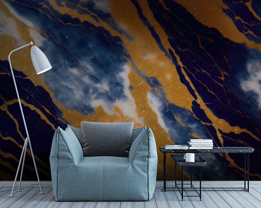 Prachtige blauwe en oranje patronen.