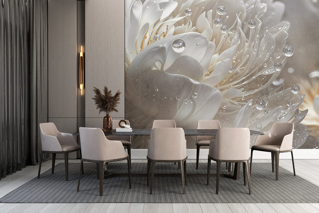 Delicate petals with sparkling droplets