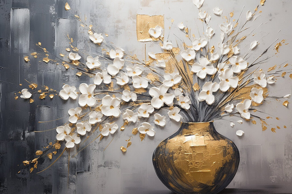 Painting of flowers in a vase