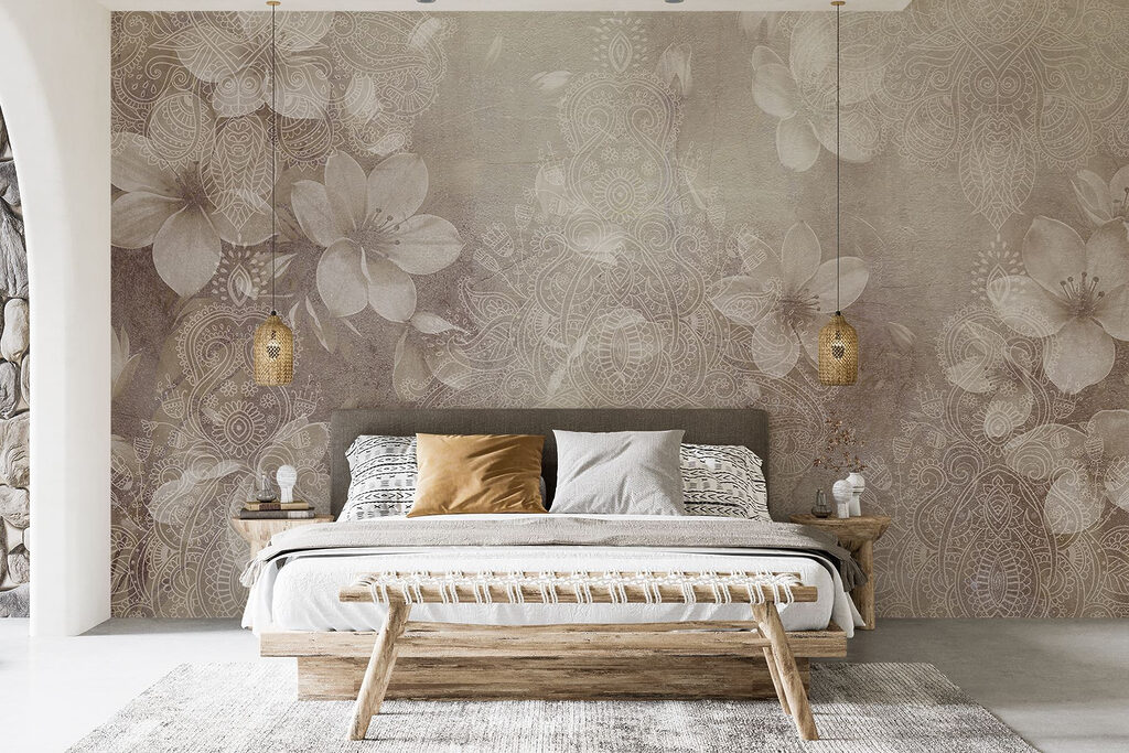 White flowers on a grey background