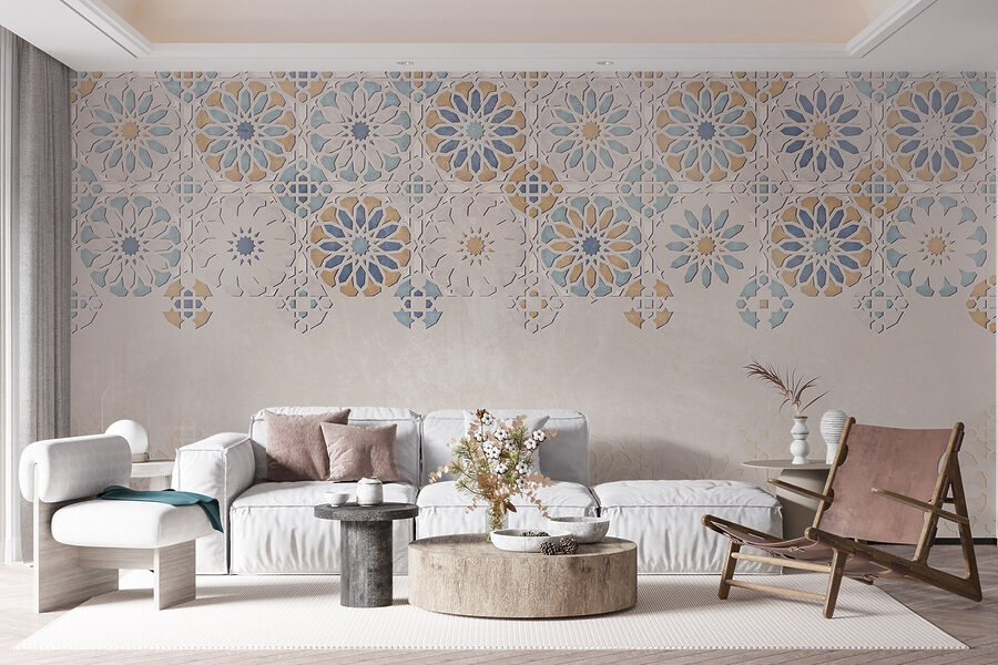 Muur met bloemenpatroon