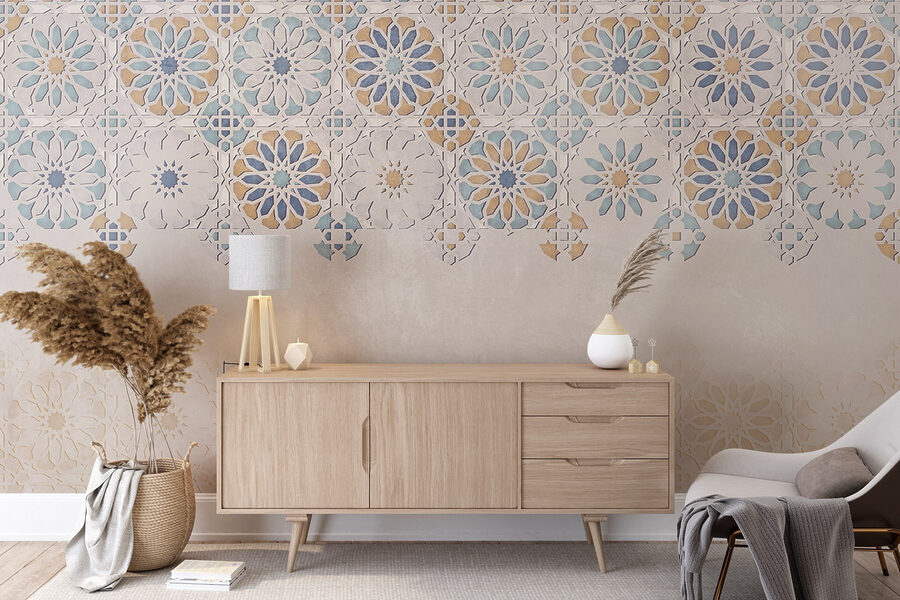 Muur met bloemenpatroon