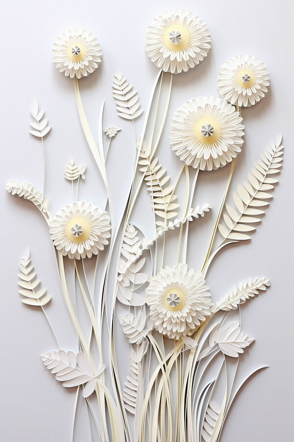 Knipbloemen van wit papier Knipbloemen van wit papier